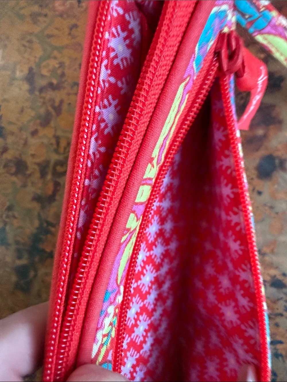 Vera Bradley Tutti Fruiti Multicolor Pink Floral Quilted Zip Top Wallet Wristlet